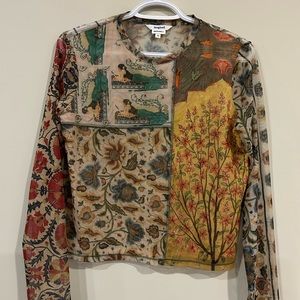 Desigual top. Beautiful colors. Semi sheer with lining on upper half.
